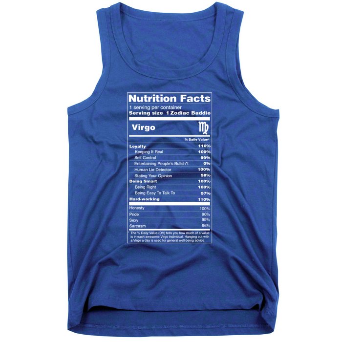 Virgo Tee Zodiac Sign Nutrition Facts Gift Tank Top