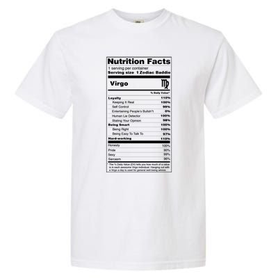 Virgo Tee Zodiac Sign Nutrition Facts Gift Garment-Dyed Heavyweight T-Shirt