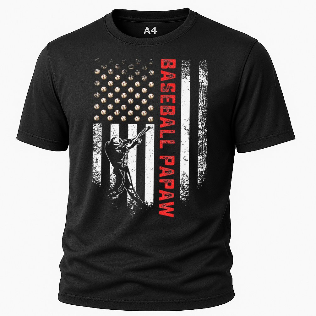 Vintage USA American Flag Proud Baseball Papaw Silhouette Cooling Performance Crew T-Shirt