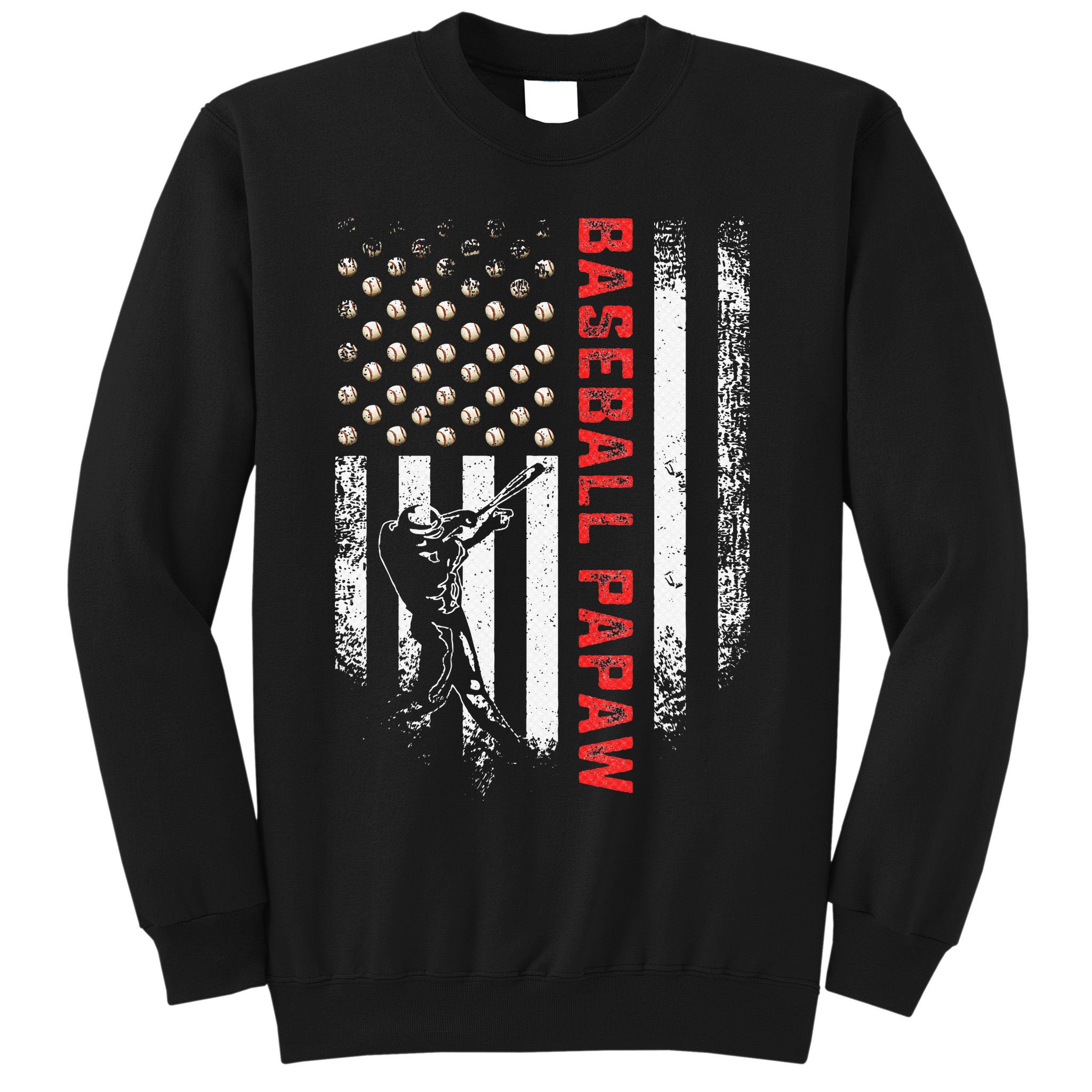 Vintage USA American Flag Proud Baseball Papaw Silhouette Sweatshirt