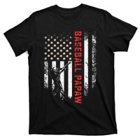 Vintage USA American Flag Proud Baseball Papaw Silhouette T-Shirt