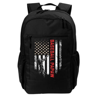 Vintage USA American Flag Proud Baseball Papaw Silhouette Backpack