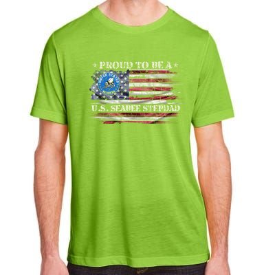 Vintage Usa American Flag Proud To Be A Us Seabee Stepdad Meaningful Gift Adult ChromaSoft Performance T-Shirt