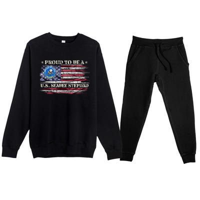 Vintage Usa American Flag Proud To Be A Us Seabee Stepdad Meaningful Gift Premium Crewneck Sweatsuit Set