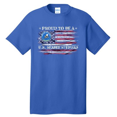 Vintage Usa American Flag Proud To Be A Us Seabee Stepdad Meaningful Gift Tall T-Shirt