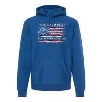 Vintage Usa American Flag Proud To Be A Us Seabee Stepdad Meaningful Gift Premium Hoodie