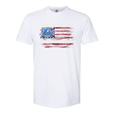 Vintage Usa American Flag Proud To Be A Us Seabee Stepdad Meaningful Gift Softstyle CVC T-Shirt