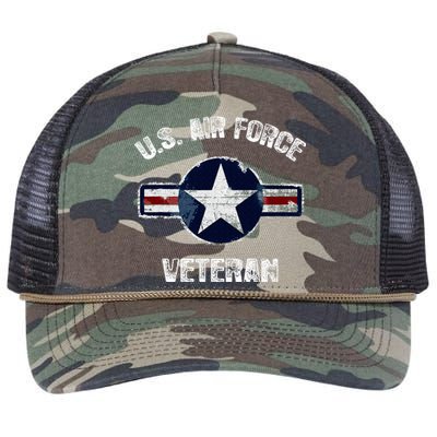 Vintage US Air Force Veteran Vintage USAF Veteran  Retro Rope Trucker Hat Cap