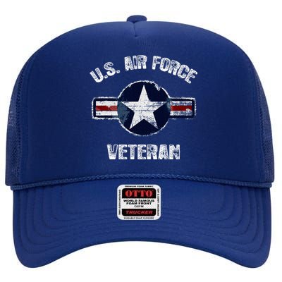 Vintage US Air Force Veteran Vintage USAF Veteran  High Crown Mesh Back Trucker Hat