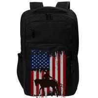 Vintage Usa American Flag Cowboy Rodeo Roping Horse Riding Impact Tech Backpack