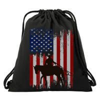 Vintage Usa American Flag Cowboy Rodeo Roping Horse Riding Drawstring Bag