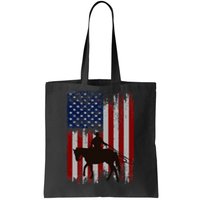 Vintage Usa American Flag Cowboy Rodeo Roping Horse Riding Tote Bag