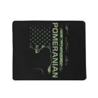 Vintage USA American Camo Flag Pomeranian Dog Pom Silhouette Mousepad