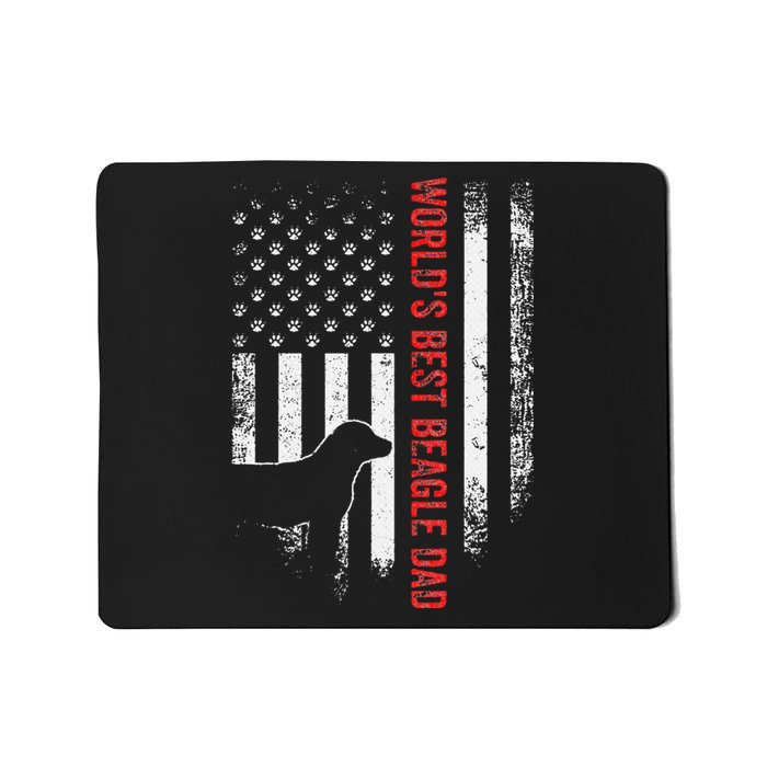 Vintage USA American Flag World's Best Beagle Dad Silhouette Mousepad