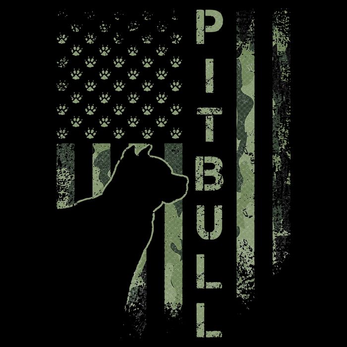 Vintage USA American Camo Flag Pitbull Dog Silhouette Pittie Doggie Tank
