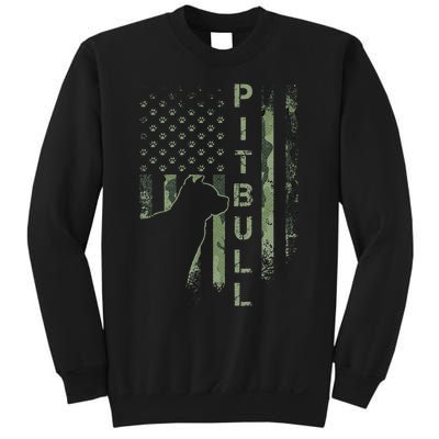 Vintage USA American Camo Flag Pitbull Dog Silhouette Pittie Sweatshirt