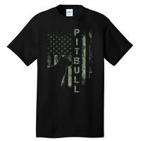 Vintage USA American Camo Flag Pitbull Dog Silhouette Pittie Tall T-Shirt