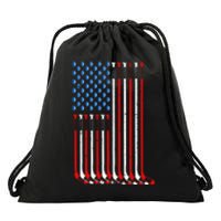 Vintage USA American Flag Ice Hockey Goalie Drawstring Bag