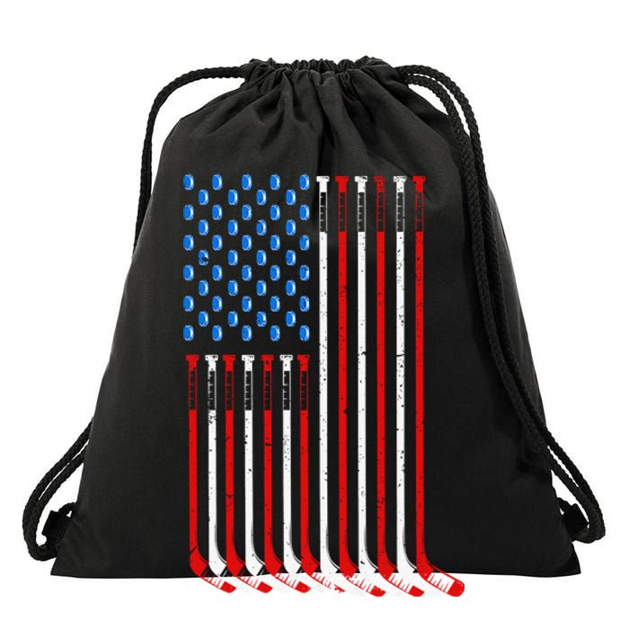 Vintage USA American Flag Ice Hockey Goalie Drawstring Bag