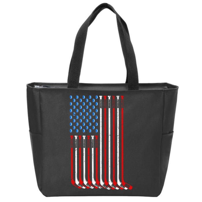 Vintage USA American Flag Ice Hockey Goalie Zip Tote Bag