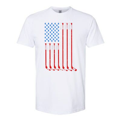 Vintage USA American Flag Ice Hockey Goalie Softstyle® CVC T-Shirt