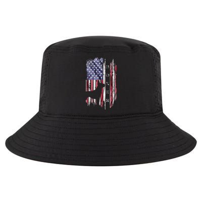 Vintage USA American Flag Boxer Dog Lover Silhouette Cool Comfort Performance Bucket Hat