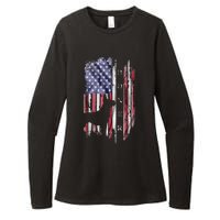 Vintage USA American Flag Boxer Dog Lover Silhouette Womens CVC Long Sleeve Shirt