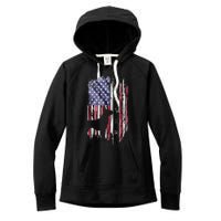 Vintage USA American Flag Boxer Dog Lover Silhouette Women's Fleece Hoodie