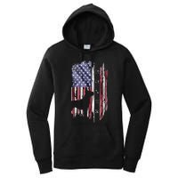 Vintage USA American Flag Boxer Dog Lover Silhouette Women's Pullover Hoodie