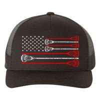 Vintage Usa American Flag Lacrosse Player Lover Patriotic Yupoong Adult 5-Panel Trucker Hat