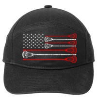 Vintage Usa American Flag Lacrosse Player Lover Patriotic 7-Panel Snapback Hat