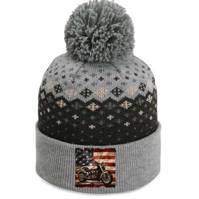 Vintage USA American Flag Motorcycle Biker The Baniff Cuffed Pom Beanie