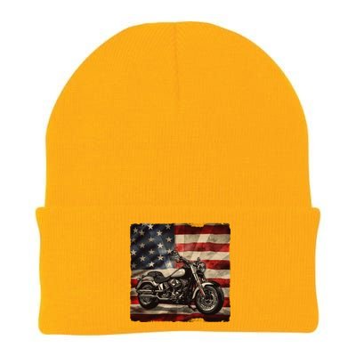 Vintage USA American Flag Motorcycle Biker Knit Cap Winter Beanie