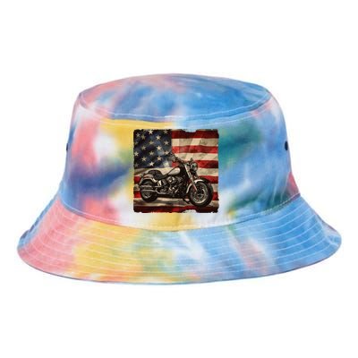 Vintage USA American Flag Motorcycle Biker Tie Dye Newport Bucket Hat