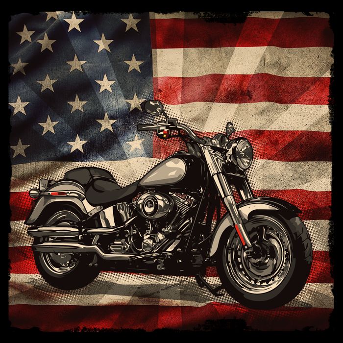 Vintage USA American Flag Motorcycle Biker Apron