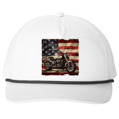 Vintage USA American Flag Motorcycle Biker Snapback Five-Panel Rope Hat