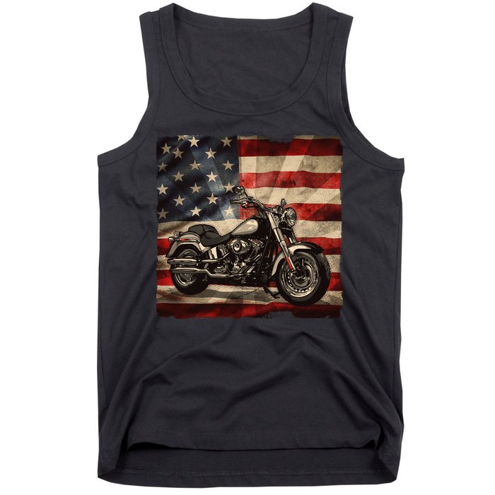 Vintage USA American Flag Motorcycle Biker Tank Top
