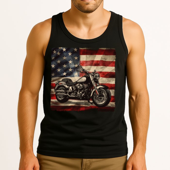 Vintage USA American Flag Motorcycle Biker Tank Top
