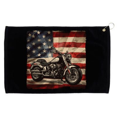 Vintage USA American Flag Motorcycle Biker Grommeted Golf Towel