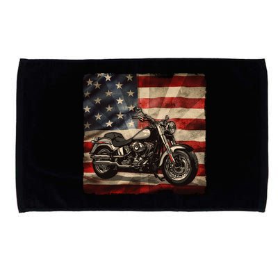 Vintage USA American Flag Motorcycle Biker Microfiber Hand Towel