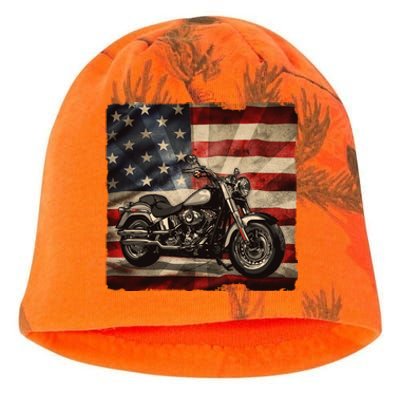 Vintage USA American Flag Motorcycle Biker Kati - Camo Knit Beanie