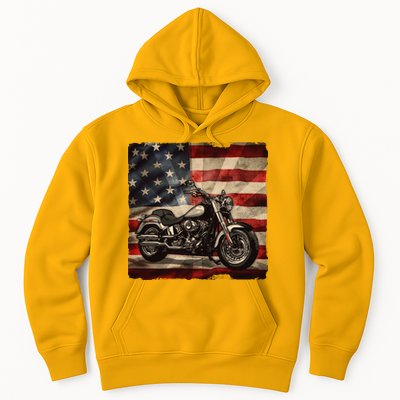 Vintage USA American Flag Motorcycle Biker Hoodie