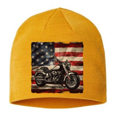 Vintage USA American Flag Motorcycle Biker Sustainable Beanie