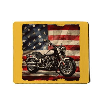 Vintage USA American Flag Motorcycle Biker Mousepad