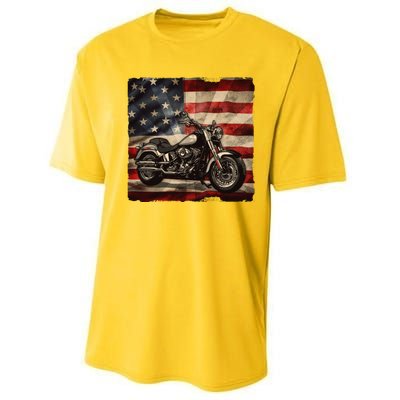 Vintage USA American Flag Motorcycle Biker Performance Sprint T-Shirt