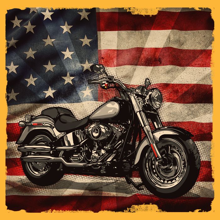 Vintage USA American Flag Motorcycle Biker Hat