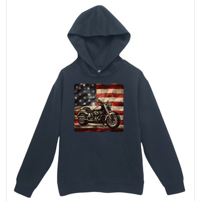 Vintage USA American Flag Motorcycle Biker Urban Pullover Hoodie