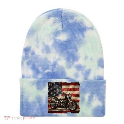 Vintage USA American Flag Motorcycle Biker Tie Dye 12in Knit Beanie