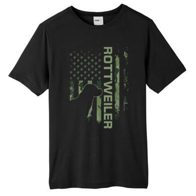 Vintage USA American Camo Flag Rottweiler Rottie Silhouette Tall Fusion ChromaSoft Performance T-Shirt