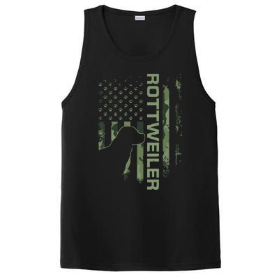 Vintage USA American Camo Flag Rottweiler Rottie Silhouette PosiCharge Competitor Tank